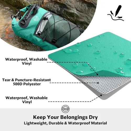 Miniatura 2 de STOVER 5/10/25/30/40/55L Waterproof Dry Bag- Roll-Top Backpack w/Phone Case- Kayaking, Hiking, Camping, Boating- Men/Women 30L Verde azulado