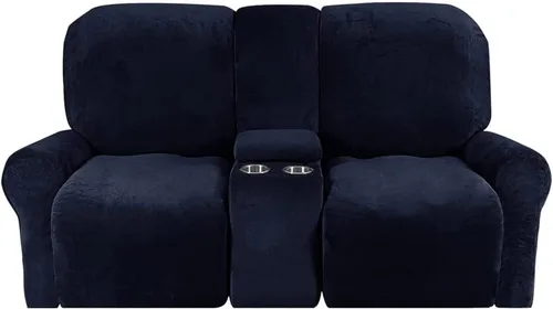 Miniatura 41 de Aedlcal Fundas para sofá reclinable, 10 piezas, fundas de sofá reclinable de felpa de terciopelo con consola central, con bolsillo lateral