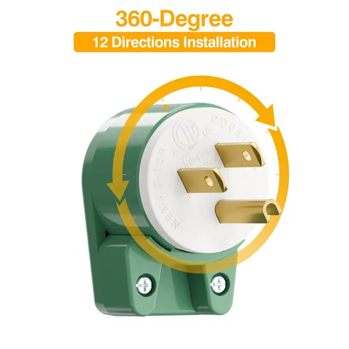 Miniatura 3 de Nema 5-15P Enchufe de ángulo recto de 90 grados, enchufe Plugrand 15A 125V en ángulo, enchufes de CA de 3 clavijas DIY de 3 clavijas, enchufes de CA