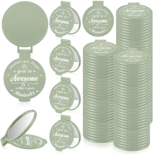 Miniatura 13 de 18 piezas de espejo compacto inspirador de 2.76 pulgadas a granel para mujeres, pequeños regalos de graduación, día de la madre, fiesta, bolso, Negro