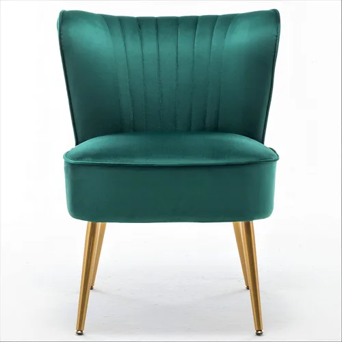 Miniatura 9 de Container Furniture Direct Silla moderna de terciopelo para sala de estar, dormitorio o entrada, diseño elegante y cómodo sin brazos con patas