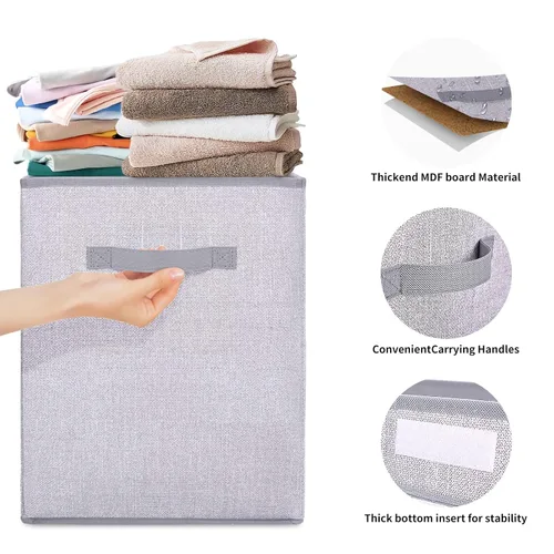 Miniatura 6 de Pantryily Caja de juguetes grande organizadora de almacenamiento con tapa, cajas plegables para juguetes para niños, cestas con asas resistentes Gris