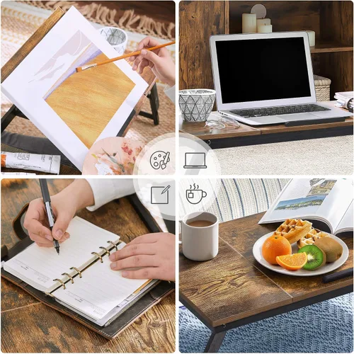 Miniatura 3 de SONGMICS ULLD110B01 - Mesa de escritorio para laptop, bandeja para cama o sofá, desayuno, parte superior inclinable ajustable, para diestros