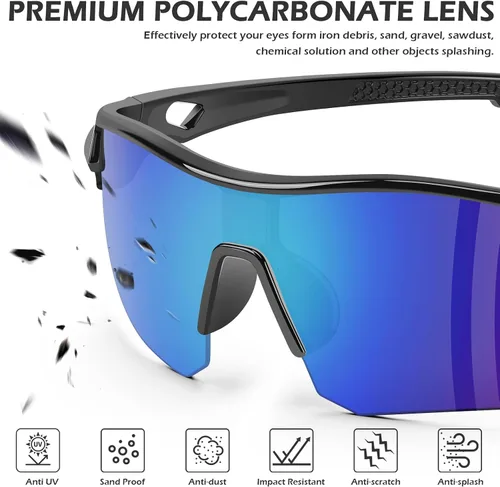 Miniatura 3 de OXG Paquete de 12 lentes de seguridad para hombres y mujeres, ANSI Z87.1, resistentes a los impactos, gafas protectoras para el trabajo, al aire