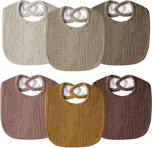 Miniatura 15 de Baberos de muselina para bebés para niños y niñas, baberos de algodón para babeo, baberos ajustables para recién nacidos para babeo y dentición