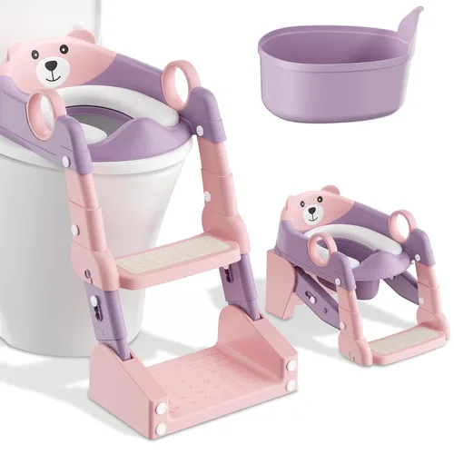 Miniatura 21 de Asiento de Entrenamiento de Baño, Asiento de Inodoro Mejorado para Niños y Niñas, Asiento de Entrenamiento de Baño 2 en 1 para Niños, Asiento