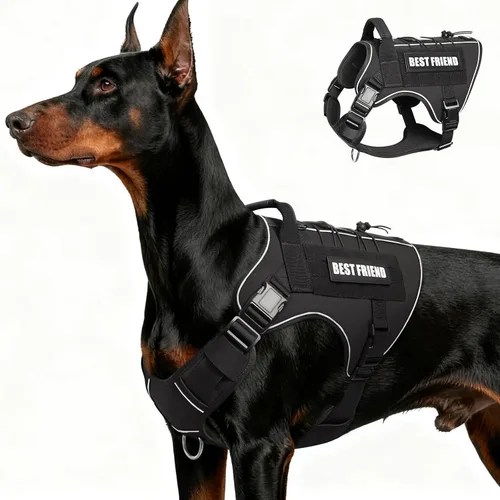 Miniatura 20 de Arnés Táctico para Perros Talla Pequeña, Sin Tirones Chaleco Militar para Perros con Asa, Arnés Reflectante de Servicio Pesado para Mascotas