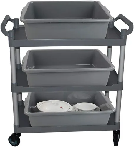 Miniatura 4 de Caja de bañera de autobús comercial gris de 24 cuartos de galón, caja de autobús utilitario de plástico, juego de 4, 21.06 x 15.35 x 5.9 pulgadas