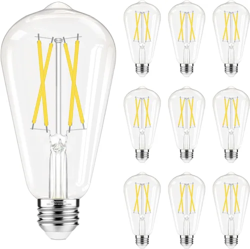 Miniatura 8 de GvvooHome Bombillas Edison regulables, 2700 K blanco cálido, 6 W equivalente a bombilla LED E26 de 60 W, bombillas ST58 vintage, 600 LM, 90+ CRI