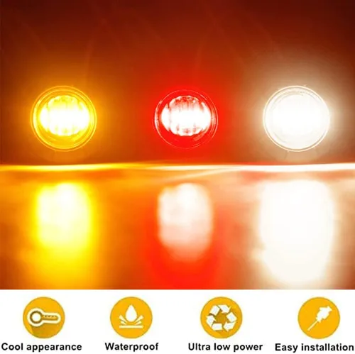 Miniatura 3 de 15 luces LED de señalización de 3/4 pulgadas, luz de señal de 12 V para remolque, camión, autobús, furgoneta (rojo+ámbar+blanco)