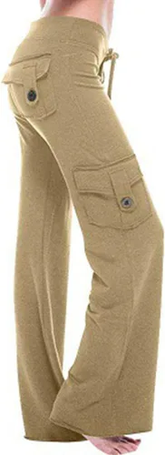 Pantalones deportivos tipo cargo para mujer, holgados, de talla grande, de tiro alto, pierna recta, elásticos, casuales, atléticos, con bolsillos