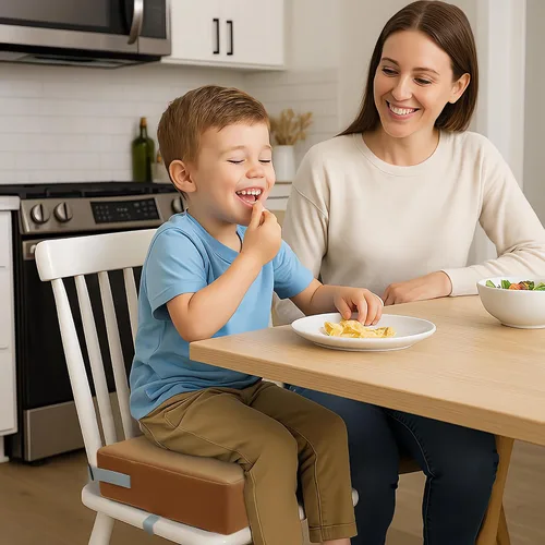 Miniatura 2 de Eiury Asiento elevador para bebé para mesa de comedor y silla de cocina, cojín de PU impermeable y antiarañazos, parte inferior antideslizante