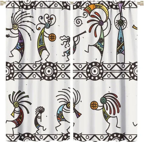 Miniatura 14 de Kokopelli - Cortinas opacas para cocina, decoración de sala de estar, dormitorio, 21 x 45 pulgadas, 2 paneles
