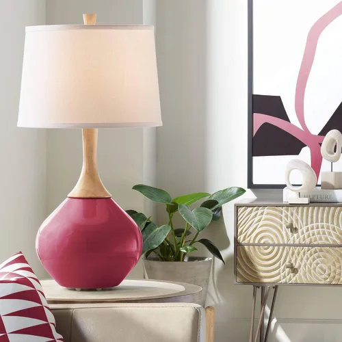 Miniatura 14 de Color + Plus Wexler 31" White Shade Mellow Coral Pink Table Lamp