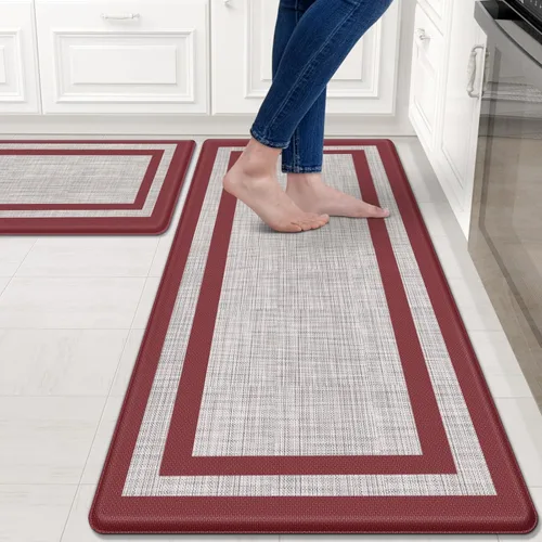 Miniatura 20 de Mattitude Juego de 2 tapetes de cocina, acolchados antifatiga antideslizantes, ergonómicos, cómodos para cocina, suelo, oficina, fregadero, azul