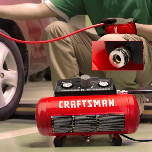 Miniatura 2 de Craftsman Compresor de aire portátil de 1.5 galones, 3/4 HP, 1.5 CFM@90PSI, máximo 125 PSI, sin aceite, compresor de aire ligero para taller