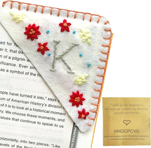 Miniatura 51 de Marcapáginas de esquina bordadas a mano personalizadas, Marcadores para mujeres, Marcador personalizado para los amantes de los libros, lindo Verde