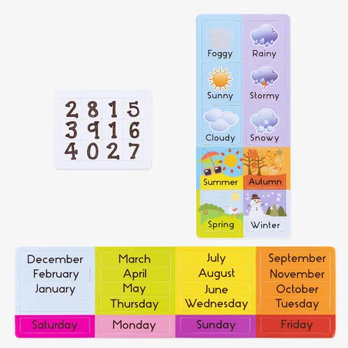Miniatura 4 de Navaris Calendario magnético para niños, aprendizaje de los primeros años, clima, fecha, mes, día, tabla educativa de temporada para niños, tablero