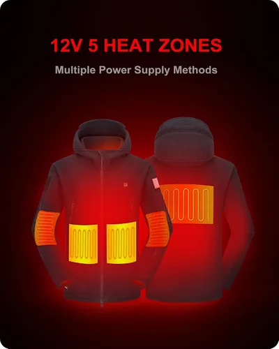 Miniatura 2 de DEWBU Chaqueta térmica de vellón polar con batería de 12 V sudadera con capucha eléctrica de vellón suave