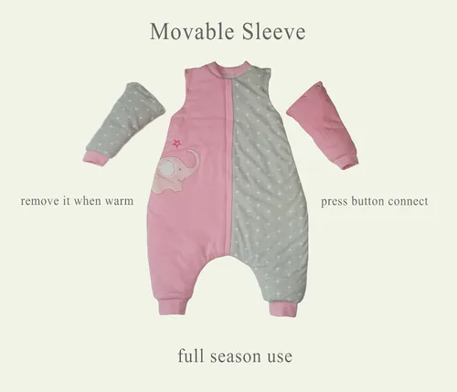Miniatura 4 de Saco de dormir para niños pequeños con pies Tog 2.5 Saco de dormir para bebé con pierna manta móvil de manga larga para caminar, Rosa