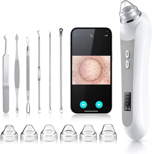 Removedor de Puntos Negros al Vacío, Removedor de Cabezas Negras para la Cara con Cámara, Aspirador de Poros para Hombres y Mujeres, Herramientas de