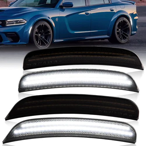 Miniatura 8 de Gempro - Luces LED de señalización lateral compatibles con Dodge Charger LD 2015-2023, lámparas de marcador de parachoques delantero y trasero