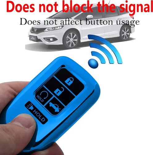 Miniatura 6 de Kirsnda Funda para llavero Honda, con llavero, TPU suave para proteger la carcasa de la llave del coche, compatible con Civic Accord Pilot CR-V Azul