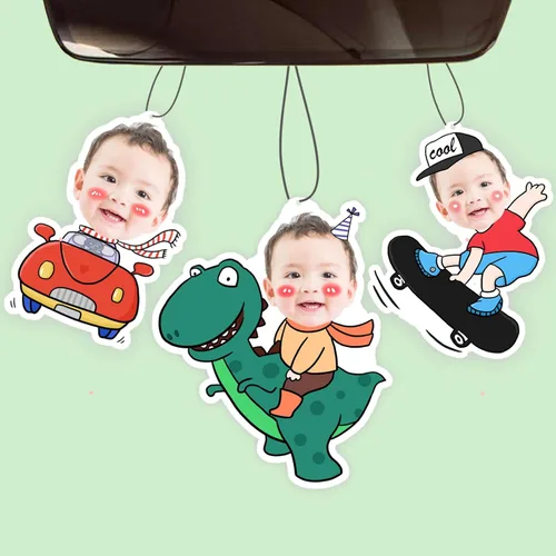 FIMILOVE Ambientador de Aire Personalizado para Coche con Cara y Cuerpo de Dibujos Animados, Regalo Personalizado para el Día de San Valentín y