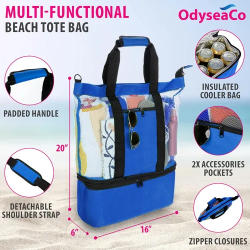 Miniatura 5 de Odyseaco Bolsa de playa impermeable con hielera Bolsas de playa para mujer Vacaciones Beach Essentials Bolsa de piscina y bolsa de playa de malla