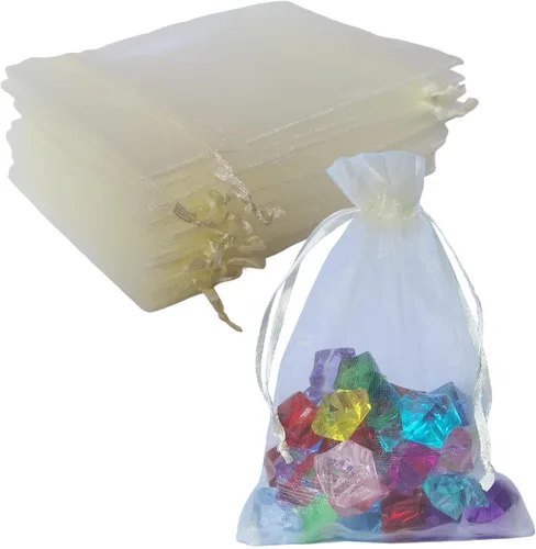 Miniatura 28 de Paquetes de 100 bolsas de organza de 4 x 6 pulgadas, color azul bebé para baby shower, Navidad, recuerdos de fiesta, cumpleaños, boda, despedida