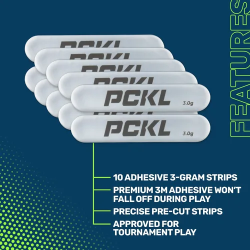 Miniatura 3 de PCKL Pesos de cinta de plomo de paleta de pickleball 10 tiras precortadas de 0.11 oz para mejorar la potencia, giro, punto dulce