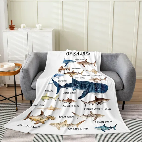 Miniatura 8 de Erosebridal Hammerhead Shark Flannel Blanket 40x50 Marine Life Fuzzy Plush Throw for Sofa Couch Hammerhead Shark Lover Gifts Ocean Sealife Fleece