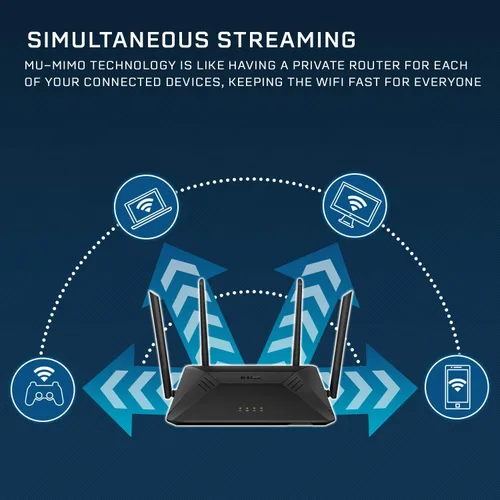 Miniatura 4 de D-Link Enrutador WiFi, AC1750 Internet inalámbrico para transmisión en el hogar Gigabit y juegos, Smart Dual Band MU-MIMO Controles parentales QoS