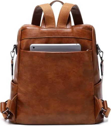 Miniatura 5 de Mochila de cuero para mujer, tamaño pequeño, a la moda, para todos los días, viajes, bolsa de hombro, color marrón, Marrón, talla única , Fashion