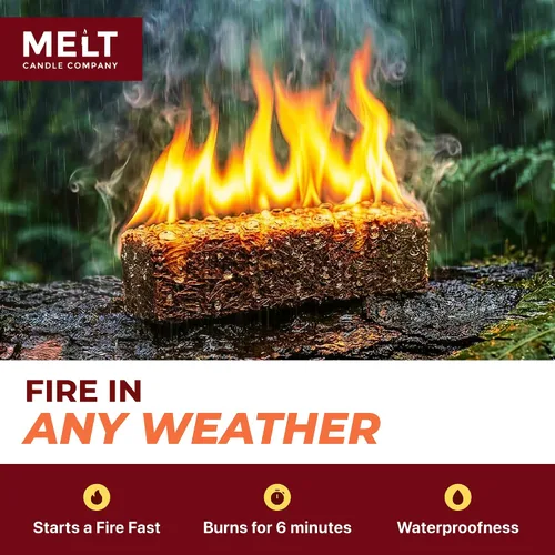 Miniatura 6 de Melt Candle Company - Iniciadores de fuego cuadrados, 160 piezas - Kit de iniciadores de fuego para fogatas, parrilla, hoguera al aire libre, hogar