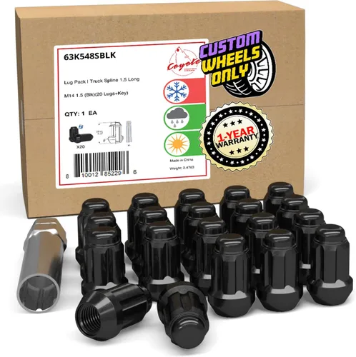 Miniatura 19 de Wheel Accessories Parts 20 tuercas de llanta M14x1.5 14x1.5 rosca OEM estilo fábrica 1.65" largo negro 7/8" 0.866 in hexagonal para Jeep Wrangler