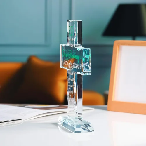 Miniatura 5 de YWHL Regalos de cruz de cristal para aniversario de boda para mujeres y hombres, regalo religioso de aniversario de 55 años para parejas, grabado