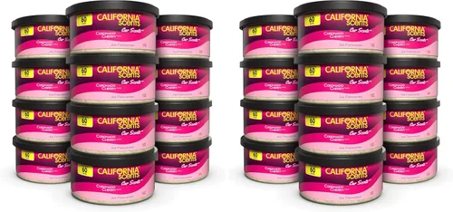California Scents, ambientador de latas y neutralizador de olores, juego de 12 latas a prueba de derrames para el hogar y el automóvil, cereza