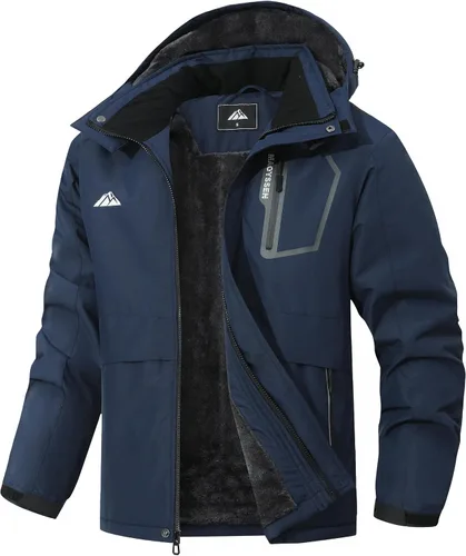 Miniatura 7 de Chaqueta de esquí de invierno impermeable para hombre, chaqueta de snowboard de invierno impermeable con capucha y forro polar resistente al viento