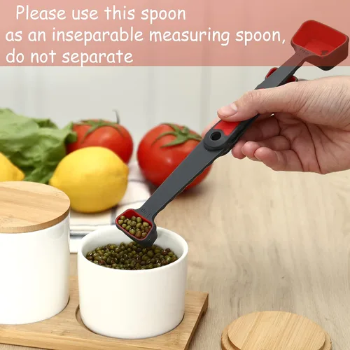 Miniatura 5 de Tazas medidoras suaves de silicona plegables y cucharas medidoras, 8 piezas de taza de medición de silicona portátil de grado alimenticio para Rojo