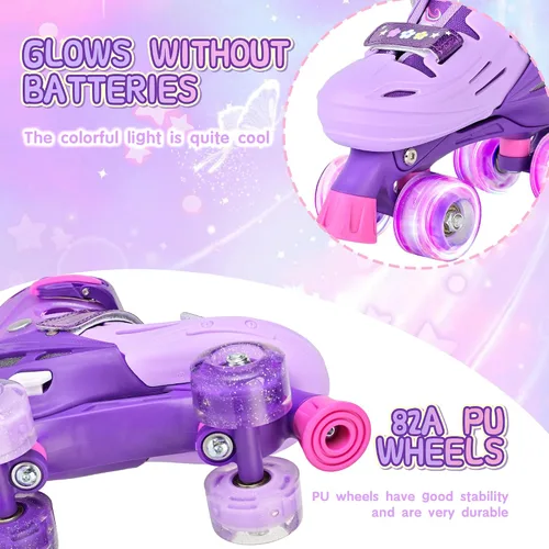 Miniatura 5 de 2PM SPORTS Patines de ruedas para niñas, niños y niños pequeños de 4 a 6, 5 a 8, 6 a 12, 8 a 12 años con ruedas iluminadas, patines ajustables