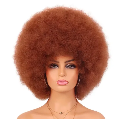 Miniatura 11 de G&T Wig Pelucas rizadas afro de los años 70 para mujeres negras, sin pegamento y suaves pelucas afro negras grandes, con volumen y suaves de aspecto