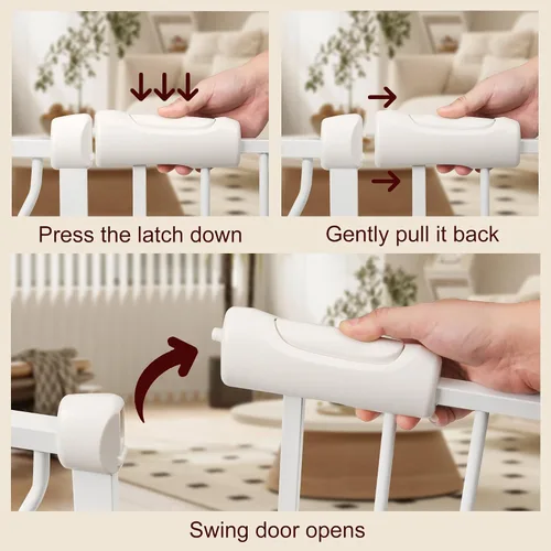 Miniatura 4 de Puerta Extra Ancha para Bebés 66.9-71.65 Montada a Presión, Puertas de Seguridad para Niños Perros Mascotas con Puerta de Paso para Entradas