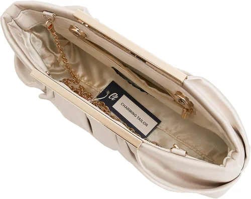 Miniatura 4 de CHARMING TAILOR Bolso de noche elegante plisado de satén formal simple y elegante para mujer