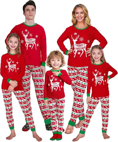 Miniatura 7 de Pijamas familiares a juego de Navidad pijamas de algodón para vacaciones