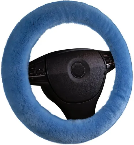 Miniatura 12 de U&M Funda para volante de automotor de lana auténtica, elastizada. Almohadilla protectora de volante de vehículo, de lana australiana, Menta