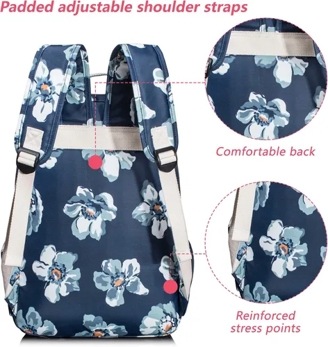 Miniatura 45 de Leaper Mochila para laptop para mujer: linda mochila floral para escuela, universidad, viajes, trabajo, mochila ligera para niños, Negro margarita