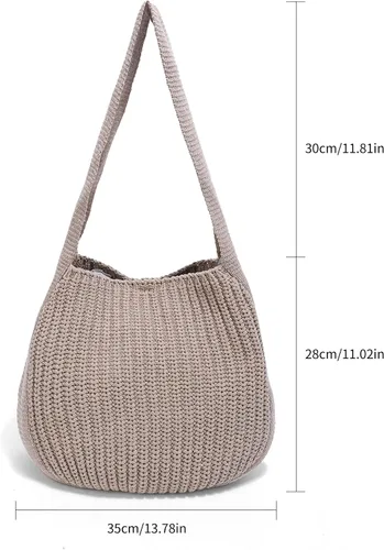 Miniatura 2 de ENBEI Bolsos de hombro para mujer Bolsos de ganchillo Bolso de punto grande Bolso de mano estético para la escuela lindo Bolsas de mano Bolsa