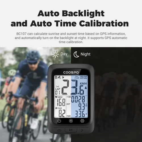 Miniatura 3 de COOSPO Ordenador de bicicleta GPS inalámbrico, ANT+ Ciclismo GPS con Bluetooth, multifuncional ANT+ computadora de bicicleta GPS con pantalla LCD