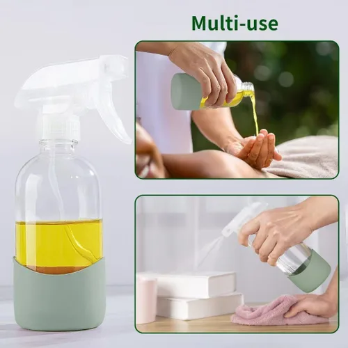 Miniatura 4 de HOMBYS Botellas vacías de vidrio transparente de 8 onzas con protección de funda de silicona, recipientes recargables para soluciones de limpieza